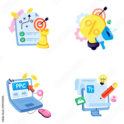 Set of Promotion Flat Illustrations 