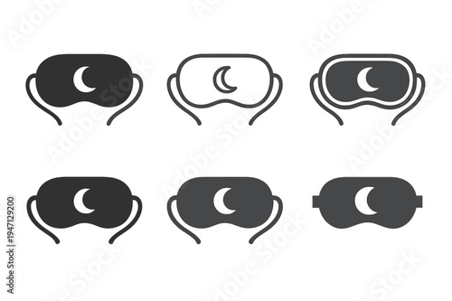 Self-Awareness Icon Variations. Mental health and self-awareness. Icon set. Set Logo of Mental health and self-awareness: sleep mask with crescent moon.