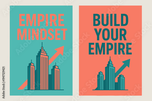 Empire Mindset Banners. Empire mindset. Two vertical A6 banners with safe margins, centered composition, no elements touching edges, modern, turquoise and