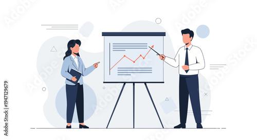 Business team presenting growth chart on whiteboard, strategy meeting, teamwork