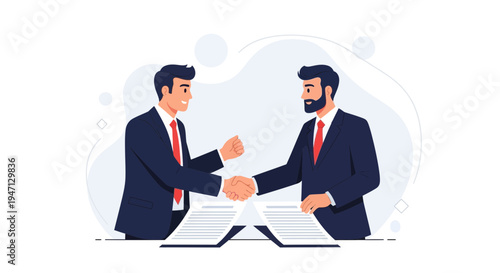 Businessmen shaking hands over contract agreement, partnership deal, successful negotiation