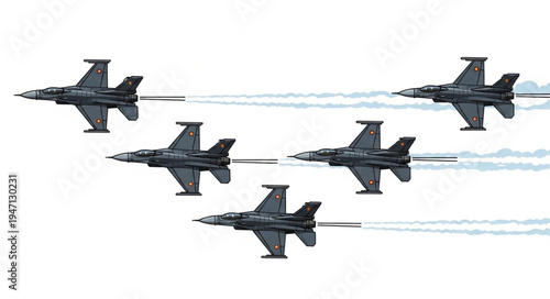 Military jets flying in formation.