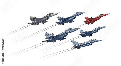 Military jets flying in formation.