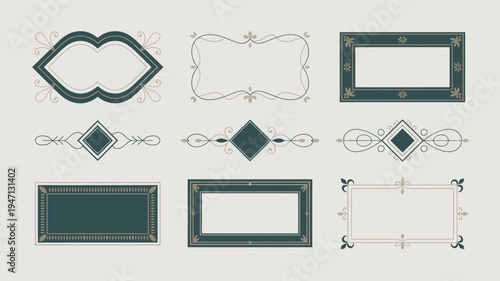 Canvastavla An assortment of ornate vintage style frames and decorative flourishes are displ