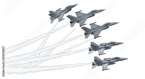 Military jets flying in formation.