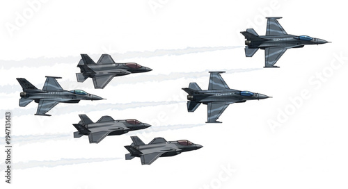Military jets flying in formation.