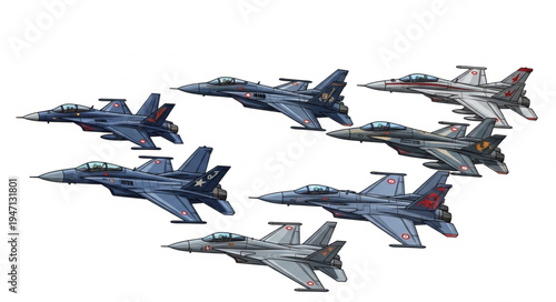 Military jets flying in formation.
