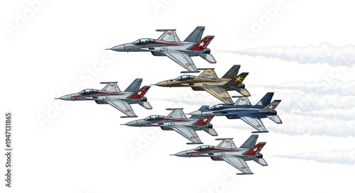 Military jets flying in formation.