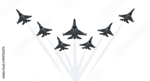 Military jets flying in formation.