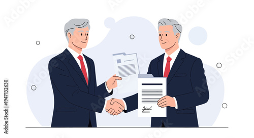 Businessmen shaking hands over contract agreement, partnership, successful deal