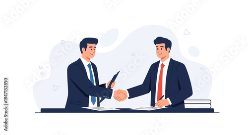 Businessmen shaking hands over a contract, successful deal, partnership agreement