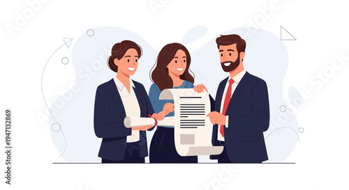 Business Team Reviewing Document, Agreement, Contract, Partnership