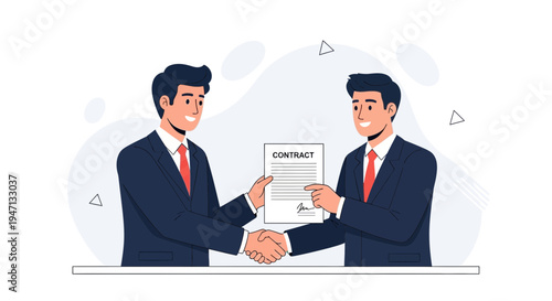 Businessmen shaking hands over a contract, agreement, partnership, success, deal