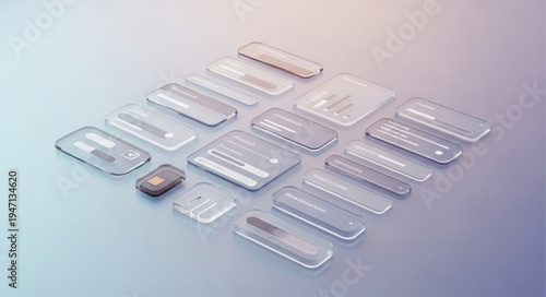 Collection of clear plastic packaging containers on a light background.