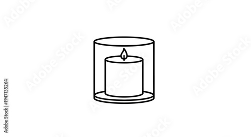 A candle in a glass holder.