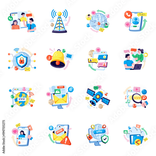 Set of Conversation Flat Illustrations