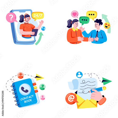 Set of Discussion Flat Illustrations