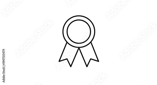 A simple line drawing of a rosette award ribbon icon.