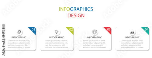 Business process.  Timeline infographic design vector with icon and 4 options.  Business Infographic design template Vector with icons and 4 four options or steps.  Vector template. 