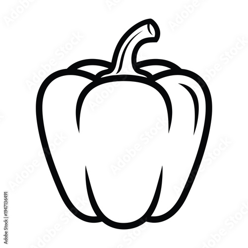 Bell pepper outline isolated on white background simple line art