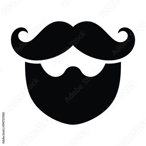 Stylized black silhouette of a mustache and beard