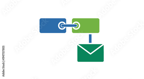 A green envelope connected to a blue and green link.