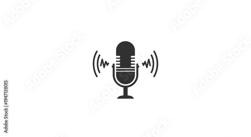 A simple black microphone icon with sound waves.