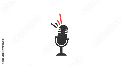 A simple black microphone icon with sound waves.