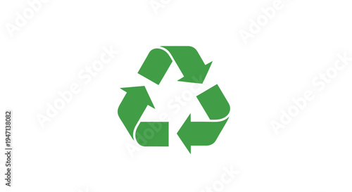 A green recycling symbol with three arrows on a white background, conveying an eco-friendly and sustainable mood.