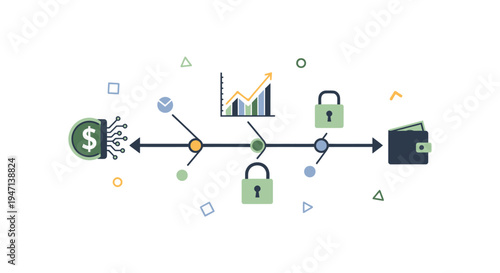 Digital Finance Process Roadmap: Secure Money Flow, Investment Growth Chart, and Payout into Wallet