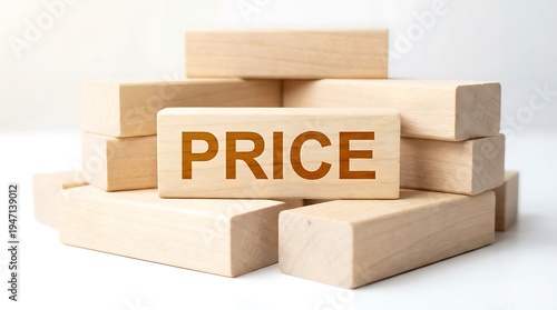 Price Concept wooden blocks for market value analysis and business financial strategy