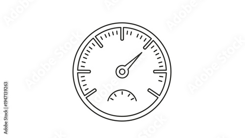Line art illustration of a vehicle speedometer or pressure gauge for speed and performance measurement on white background.