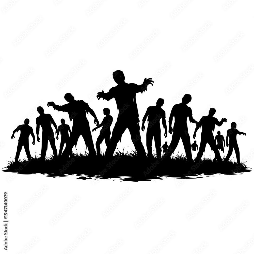 Fototapeta premium A group of people with raised hands celebrating on a grassy field at sunset.