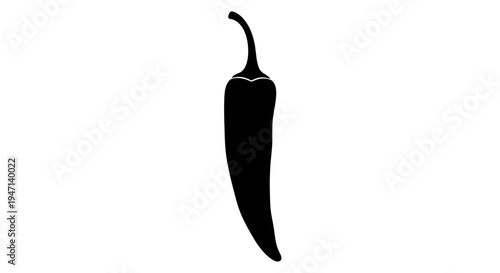 Black silhouette of a chili pepper on white background spicy food ingredient culinary symbol