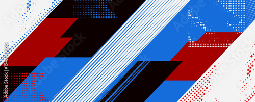 Geometric stripes racing background with abstract grunge brush strokes