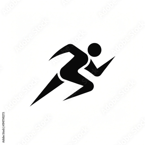 Black silhouette of a person running fast in a sprinting pose representing athletics and speed Vector, illustration