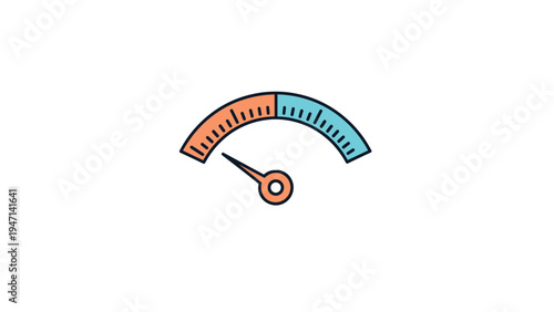 Simple gauge or speedometer icon with a needle pointing to a specific value on a colorful scale from low to high intensity levels.
