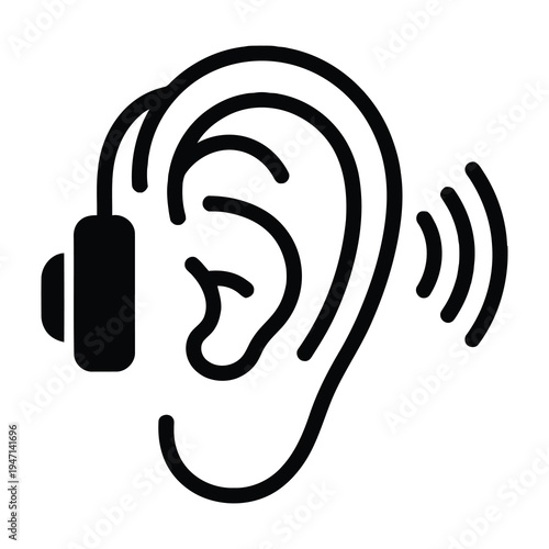 Headphones placed on human ear symbolizing audio and hearing concept