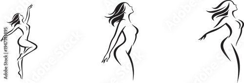 Stylized beautiful women icon set in modern vector style for beauty, fashion, avatar, and profile design.