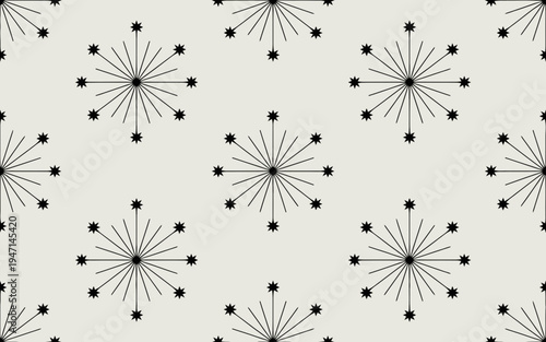Black dandelion clock flowers on white background flower illustration vector pattern