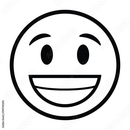 Happy emoticon smiling brightly with expressive eyes for positive content