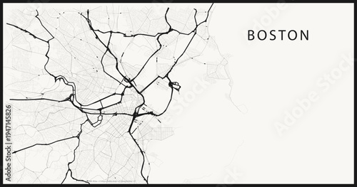 Boston Road Network ? Ink Cartographic Line Art