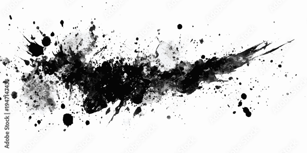 Obraz premium A detailed close-up view of a black ink splatter with intricate patterns and textures.