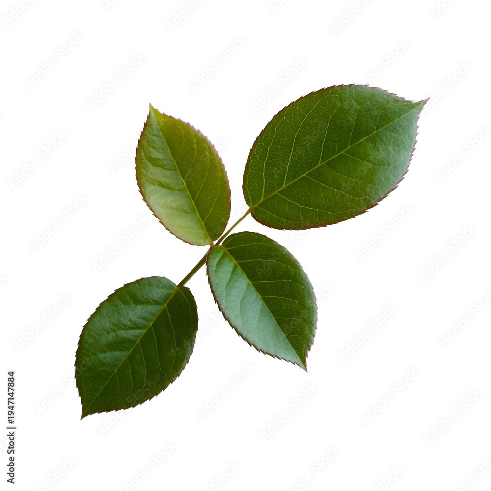 Fototapeta premium Rose Leaf Branch rose green leaves on white background