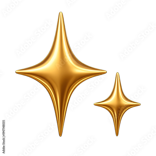 Golden star shapes, 2 metallic stars
