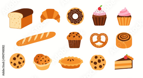 Bakery items illustration vector