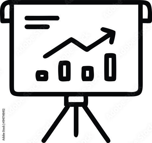 A black and white image of a graph on a projector screen