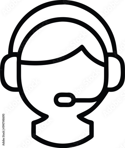 A black and white drawing of a person wearing a headset