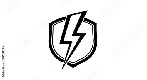 Modern Lightning Bolt Shield Icon. Vector graphic symbolizing power, protection, security, speed, energy, and innovation.