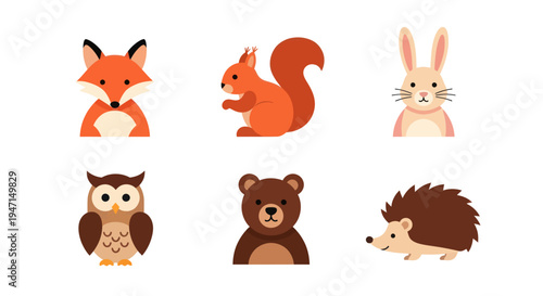 Cartoon forest animals set
